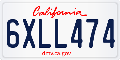 CA license plate 6XLL474