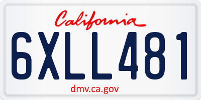 CA license plate 6XLL481