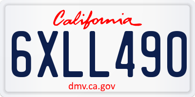 CA license plate 6XLL490