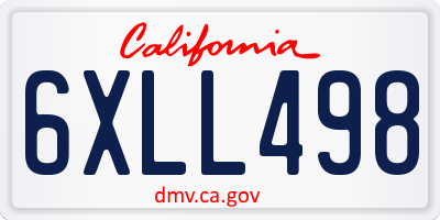 CA license plate 6XLL498
