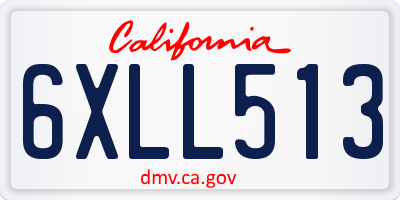 CA license plate 6XLL513