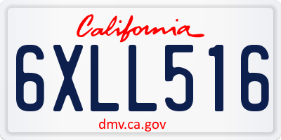 CA license plate 6XLL516