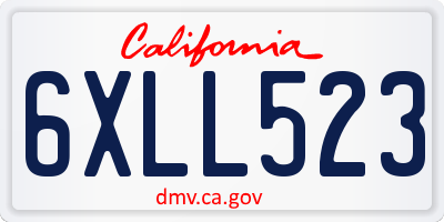 CA license plate 6XLL523