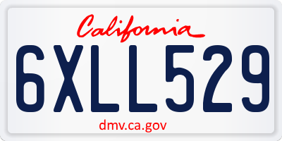 CA license plate 6XLL529