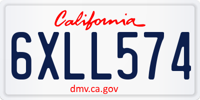 CA license plate 6XLL574