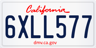 CA license plate 6XLL577