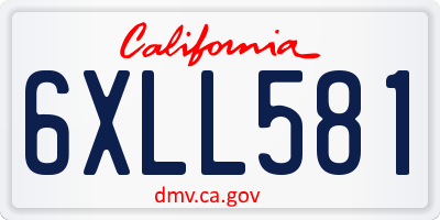 CA license plate 6XLL581