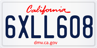 CA license plate 6XLL608