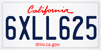 CA license plate 6XLL625