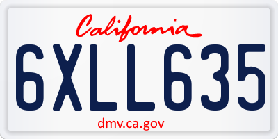 CA license plate 6XLL635