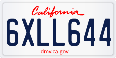 CA license plate 6XLL644