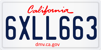 CA license plate 6XLL663