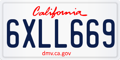 CA license plate 6XLL669