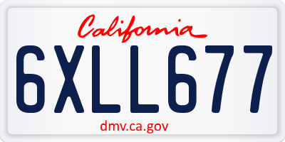 CA license plate 6XLL677