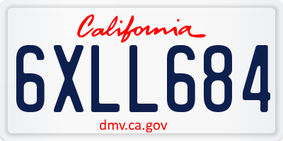 CA license plate 6XLL684