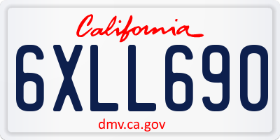 CA license plate 6XLL690