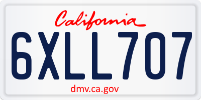 CA license plate 6XLL707