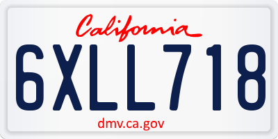 CA license plate 6XLL718