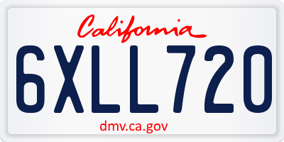 CA license plate 6XLL720