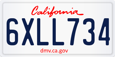 CA license plate 6XLL734