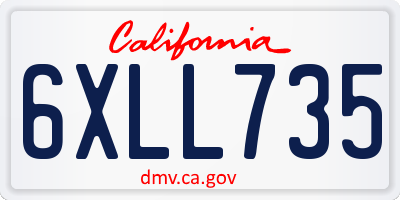 CA license plate 6XLL735
