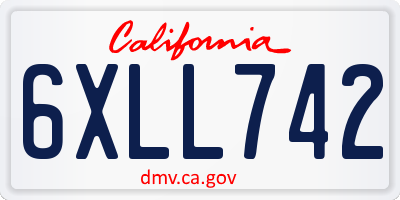 CA license plate 6XLL742