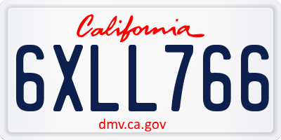 CA license plate 6XLL766