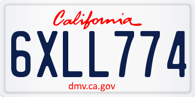 CA license plate 6XLL774