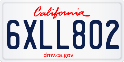 CA license plate 6XLL802