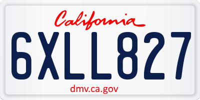 CA license plate 6XLL827
