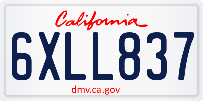 CA license plate 6XLL837