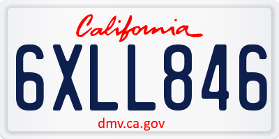 CA license plate 6XLL846