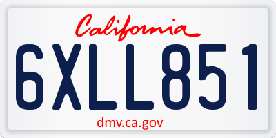 CA license plate 6XLL851
