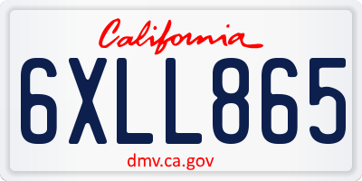 CA license plate 6XLL865