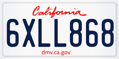 CA license plate 6XLL868