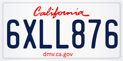 CA license plate 6XLL876
