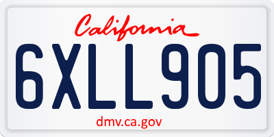CA license plate 6XLL905