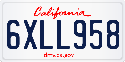 CA license plate 6XLL958