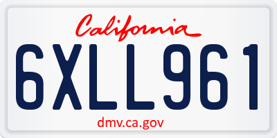 CA license plate 6XLL961
