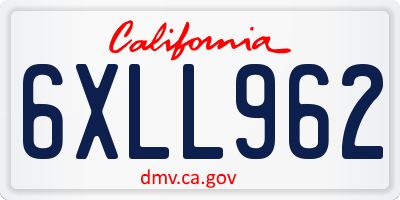CA license plate 6XLL962