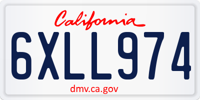 CA license plate 6XLL974
