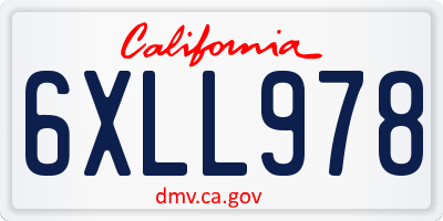 CA license plate 6XLL978