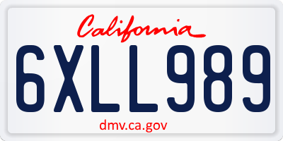 CA license plate 6XLL989
