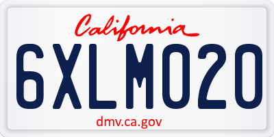 CA license plate 6XLM020