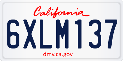 CA license plate 6XLM137