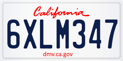 CA license plate 6XLM347