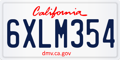 CA license plate 6XLM354