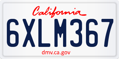 CA license plate 6XLM367