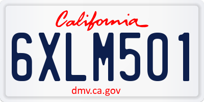 CA license plate 6XLM501