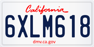 CA license plate 6XLM618